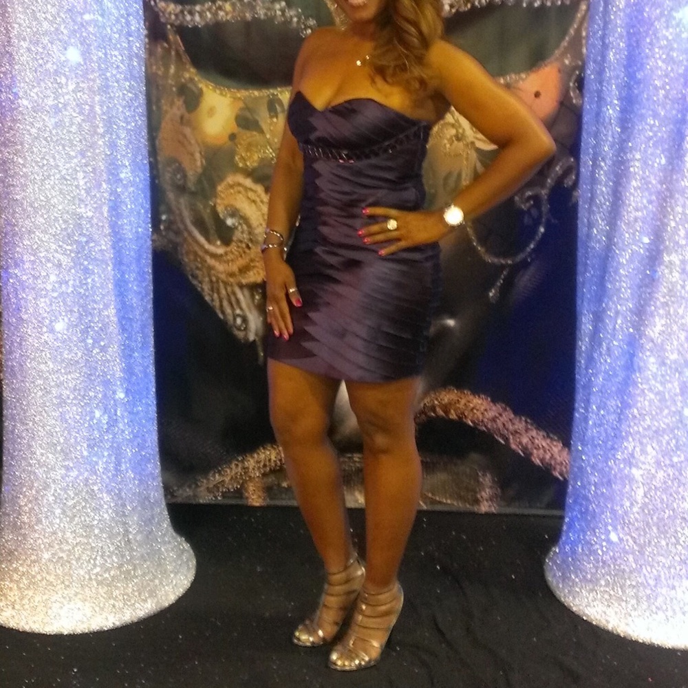Bebe Purple Strapless Mini Dress